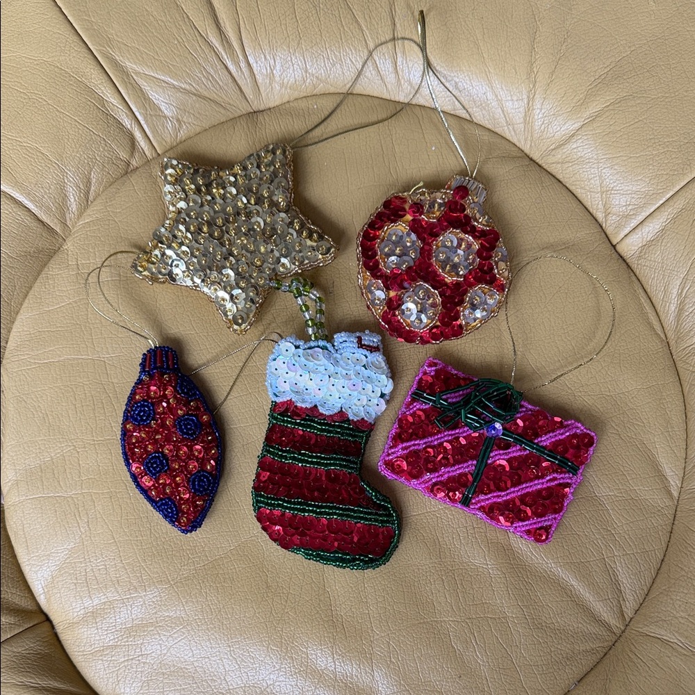 Festive Sequin Christmas Ornaments Set